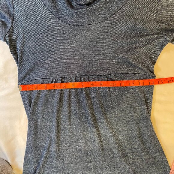 Michael Stars Maternity OS Cowl Neck Dress Blue with Sheen 3/4 Sleeves Fitted - Picture 5 of 10